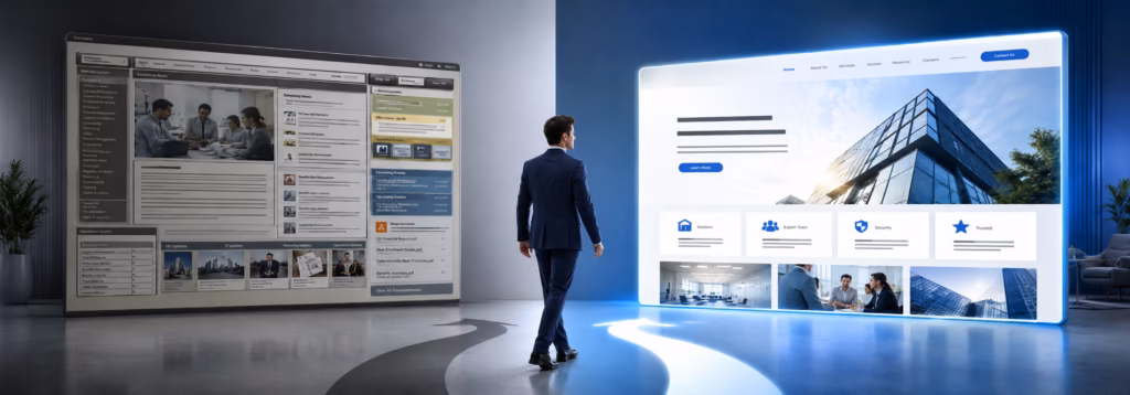 outdated vs modern website design